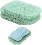 4Pcs Soap Saver Holder for Bar Soap Shower Bathroom Dish Self Draining Lift Pad Porous Construction Air Circulate PVC Non-BPA Non-Slip Durable, 4.5x2.9x0.39inch