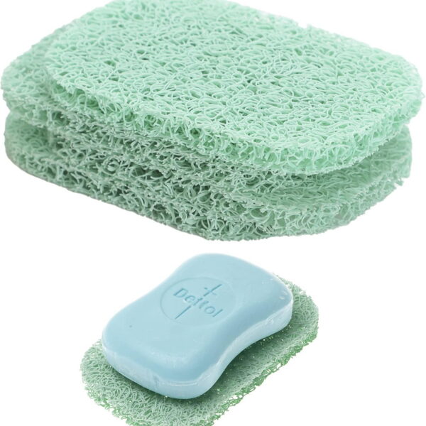 4Pcs Soap Saver Holder for Bar Soap Shower Bathroom Dish Self Draining Lift Pad Porous Construction Air Circulate PVC Non-BPA Non-Slip Durable, 4.5x2.9x0.39inch