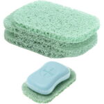4Pcs Soap Saver Holder for Bar Soap Shower Bathroom Dish Self Draining Lift Pad Porous Construction Air Circulate PVC Non-BPA Non-Slip Durable, 4.5x2.9x0.39inch