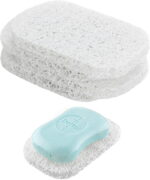 4Pcs Soap Saver Holder for Bar Soap Shower Bathroom Dish Self Draining Lift Pad Porous Construction Air Circulate Non-BPA Non- Durable, 4.5x2.9x0.39inch
