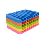 5 Pcs Silicone Draining Soap Dish, Bar Soap Holder for Tub, Waterfall Soap Tray, Soap Saver, Soap Dishes for Bathroom Shower Blue, Green, Pink, Orange, Yellow