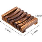 5 Pieces Wooden Soap Dish Holder Home Bathroom Hand Craft Wood Case Holder Draining for Soap Sponge Scrubber (Charcoal)