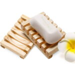 5 Pieces Wooden Soap Dish Holder Home Bathroom Hand Craft Wood Case Holder Draining for Soap Sponge Scrubber (Wooden)