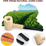 5Pcs Corn Cob Cigar Pipe Set,Tutuviw Corncob Pipe with Straight Stem,Disposable Natural Corn Cob Practice Pipe,Straight Varnished Corncob Pipe - Black Stem