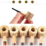5Pcs Corn Cob Cigar Pipe Set,Tutuviw Corncob Pipe with Straight Stem,Disposable Natural Corn Cob Practice Pipe,Straight Varnished Corncob Pipe - Black Stem