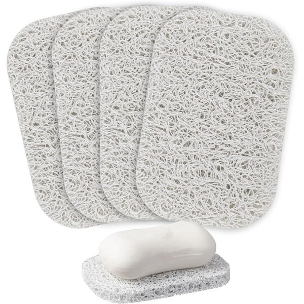 5PCS PVC Soap Saver Pad Bathroom Anti-skid Plastic Pad Shower Soap Bar Saver Lift Holder Dish Sponge Rack Tray Fast Dry Non-Slip