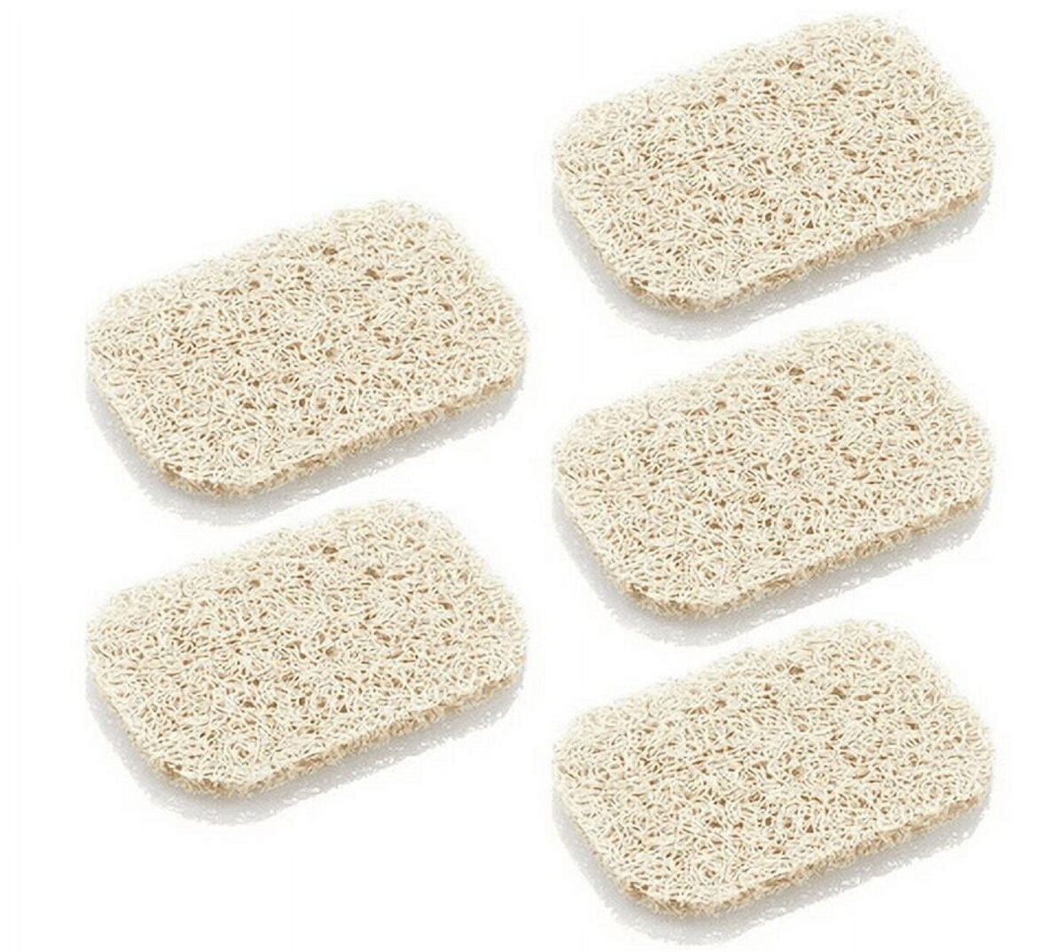 5Pcs Soap Dish, Soap Holder Accessory For Bathroom/Kitchen, 7X11X1Cm Natural Loofah Soap Dish, Easy To Clean And Environmental Protection (Beige, Ellipses)