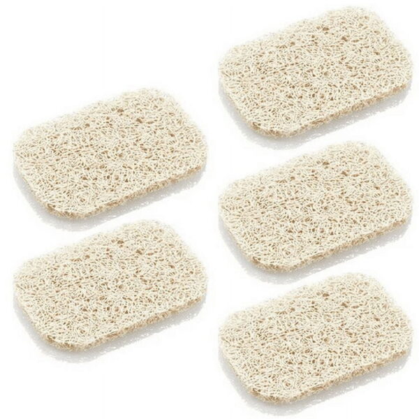 5Pcs Soap Dish, Soap Holder Accessory For Bathroom/Kitchen, 7X11X1Cm Natural Loofah Soap Dish, Easy To Clean And Environmental Protection (Beige, Ellipses)