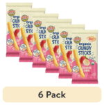 (6 pack) Earth's Best Organic Teething Crunchy Sticks Strawberry Banana Puffed Baby Snack, 0.56 oz Bag