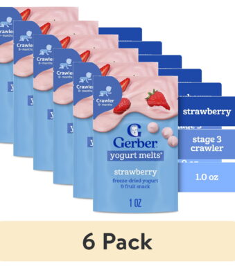 (6 pack) Gerber Stage 3 Baby Food Snacks, Strawberry Yogurt Melts, Baby Led Feeding 1 oz