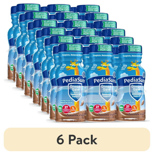 (6 pack) PediaSure Grow & Gain with Immune Support, 7g Protein, Chocolate, 8-fl-oz Bottle, 6 Shakes