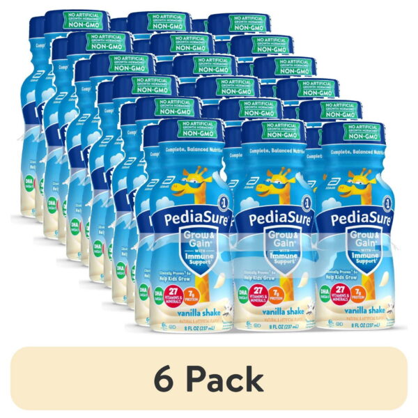(6 pack) PediaSure Grow & Gain with Immune Support, 7g Protein, Vanilla, 8-fl-oz Bottle, 6 Shakes