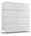9 Drawer Dresser, Wide Chest Of Drawers Nightstand Storage Tower Storage Dresser Fabric Dresser With Wood Top for Living Room, Bedroom, Hallway, White