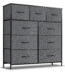 9 Drawer Dresser, Wide Chest Of Drawers Nightstand Storage Tower Storage Dresser Fabric Dresser With Wood Top for Living Room, Bedroom, Hallway, Grey