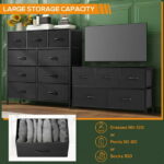 9 Drawer Dresser, Wide Chest Of Drawers Nightstand Storage Tower Storage Dresser Fabric Dresser With Wood Top for Living Room, Bedroom, Hallway, Grey