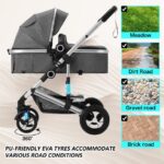AILEEKISS 3-in-1 Convertible Baby Stroller with Big Seat and Adjustable Canopy, 24 Pound, Dark Grey