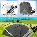 AILEEKISS 3-in-1 Convertible Baby Stroller with Big Seat and Adjustable Canopy, 24 Pound, Dark Grey