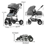 AILEEKISS 3-in-1 Convertible Baby Stroller with Big Seat and Adjustable Canopy, 24 Pound, Dark Grey