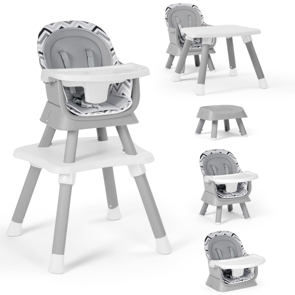 AILEEKISS 8 in 1 Baby High Chair, Toddler Dining Booster Seat for Eating, Chevron