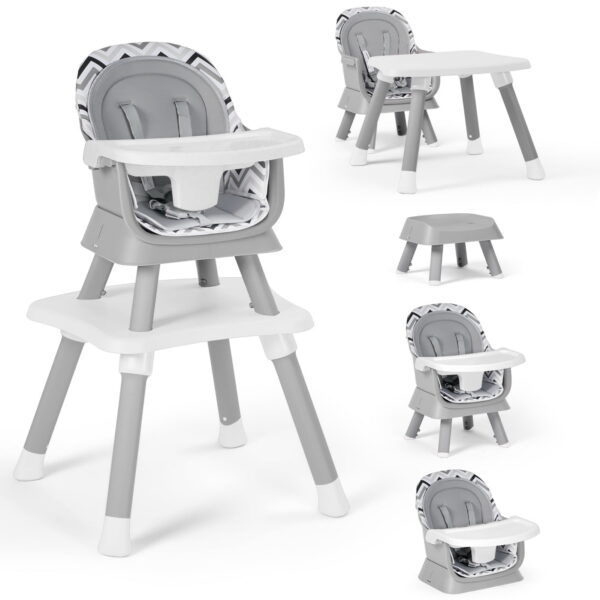AILEEKISS 8 in 1 Baby High Chair, Toddler Dining Booster Seat for Eating, Chevron