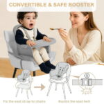 AILEEKISS 8 in 1 Baby High Chair, Toddler Dining Booster Seat for Eating, Light Grey
