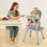 AILEEKISS 8 in 1 Baby High Chair, Toddler Dining Booster Seat for Eating, Light Grey