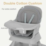 AILEEKISS 8 in 1 Baby High Chair, Toddler Dining Booster Seat for Eating, Light Grey