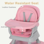 AILEEKISS 8 in 1 Baby High Chair, Toddler Dining Booster Seat for Eating, Pink Grey