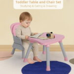 AILEEKISS 8 in 1 Baby High Chair, Toddler Dining Booster Seat for Eating, Pink Grey