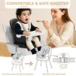 AILEEKISS 8 in 1 Baby High Chair, Toddler Dining Booster Seat for Eating, Black