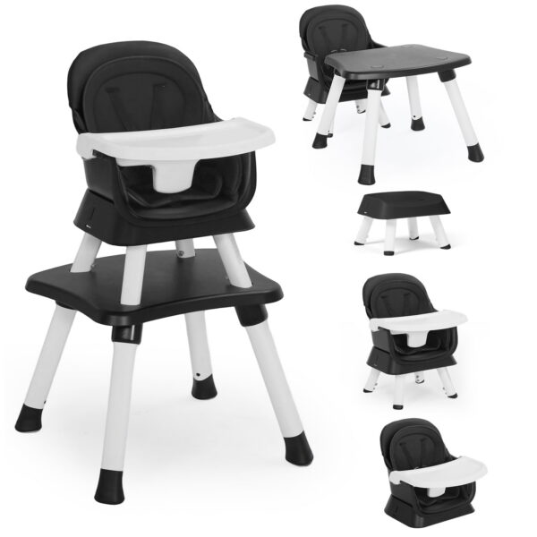 AILEEKISS 8 in 1 Baby High Chair, Toddler Dining Booster Seat for Eating, Black