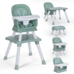 AILEEKISS 8 in 1 Baby High Chair, Toddler Dining Booster Seat for Eating, Green