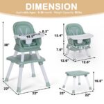 AILEEKISS 8 in 1 Baby High Chair, Toddler Dining Booster Seat for Eating, Green