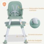 AILEEKISS 8 in 1 Baby High Chair, Toddler Dining Booster Seat for Eating, Green