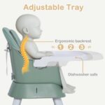 AILEEKISS 8 in 1 Baby High Chair, Toddler Dining Booster Seat for Eating, Green