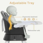 AILEEKISS 8 in 1 Baby High Chair, Toddler Dining Booster Seat for Eating, Grey