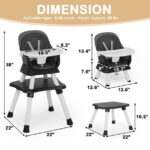 AILEEKISS 8 in 1 Baby High Chair, Toddler Dining Booster Seat for Eating, Grey