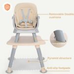 AILEEKISS 8 in 1 Baby High Chair, Toddler Dining Booster Seat for Eating, Khaki