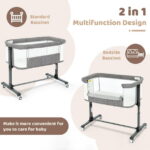 AILEEKISS Baby Bassinet with Wheels, Height Adjustable Newborn Bedside Sleeper for Baby, Grey