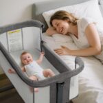 AILEEKISS Baby Bassinet with Wheels, Height Adjustable Newborn Bedside Sleeper for Baby, Grey
