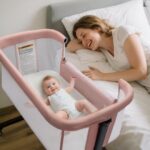 AILEEKISS Baby Bassinet with Wheels, Height Adjustable Newborn Bedside Sleeper for Baby, Pink