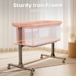 AILEEKISS Baby Bassinet with Wheels, Height Adjustable Newborn Bedside Sleeper for Baby, Pink