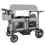 AILEEKISS Collapsible Wagon Stroller for 2 Toddlers with Adjustable Canopy, 44 Pounds, Grey