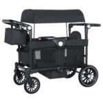 AILEEKISS Collapsible Wagon Stroller for 2 Toddlers with Adjustable Canopy, 44 Pounds, Black