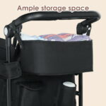 AILEEKISS Collapsible Wagon Stroller for 2 Toddlers with Adjustable Canopy, 44 Pounds, Black
