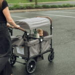 AILEEKISS Collapsible Wagon Stroller for 2 Toddlers with Adjustable Canopy, 44 Pounds, Grey