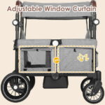AILEEKISS Collapsible Wagon Stroller for 2 Toddlers with Adjustable Canopy, 44 Pounds, Grey