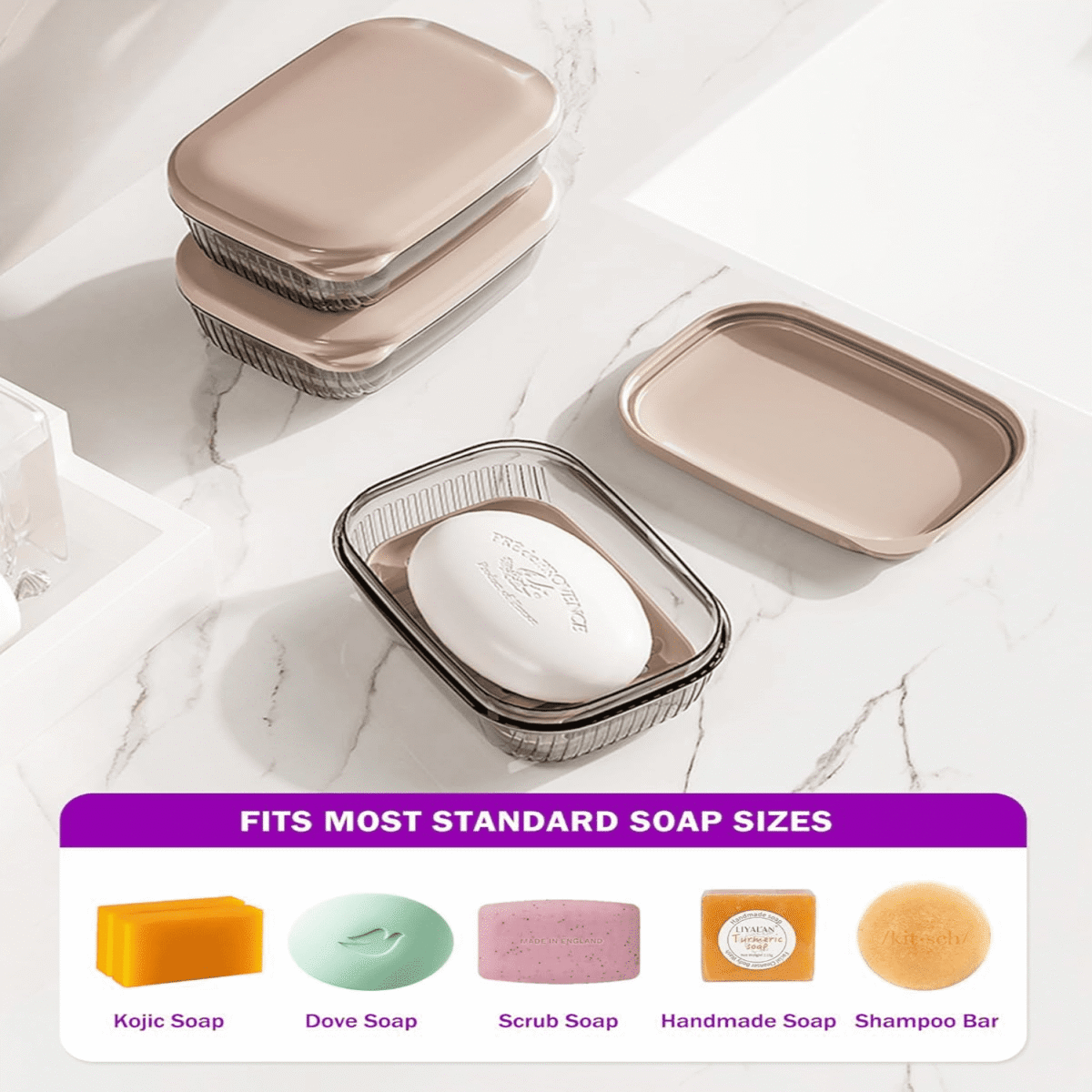 Aiteng 2 Pack Portable Bar Soap Holder, Leakproof Soap Dish with Lid for Traveling Bathroom Shower School Campin