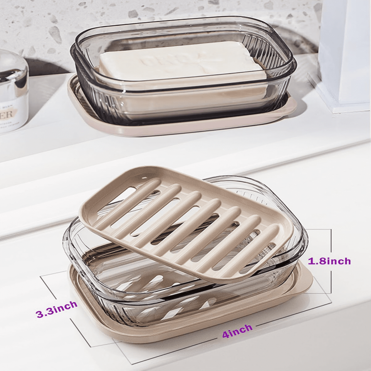 Aiteng 2 Pack Portable Bar Soap Holder, Leakproof Soap Dish with Lid for Traveling Bathroom Shower School Campin