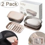 Aiteng 2 Pack Portable Bar Soap Holder, Leakproof Soap Dish with Lid for Traveling Bathroom Shower School Campin